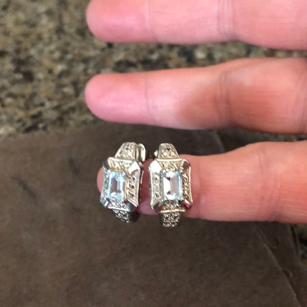 Aquamarine sterling silver earrings